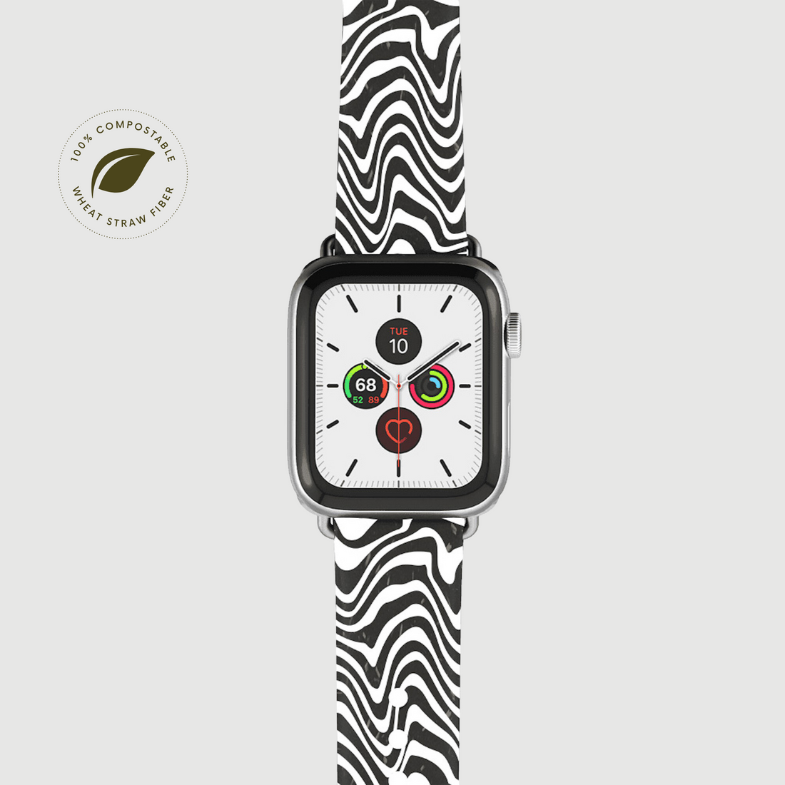 Eco Friendly Smart Watch Band Biodegradable Apple Watch Band 40 38mm Zebra Print Sustainable Watch Strap